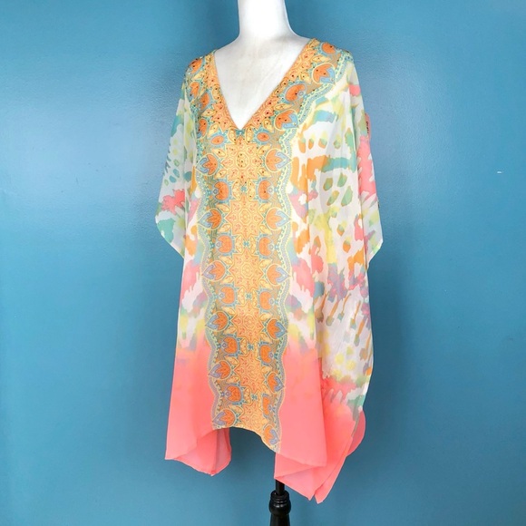 Multicolour sheer swimsuit coverup - Picture 2 of 8